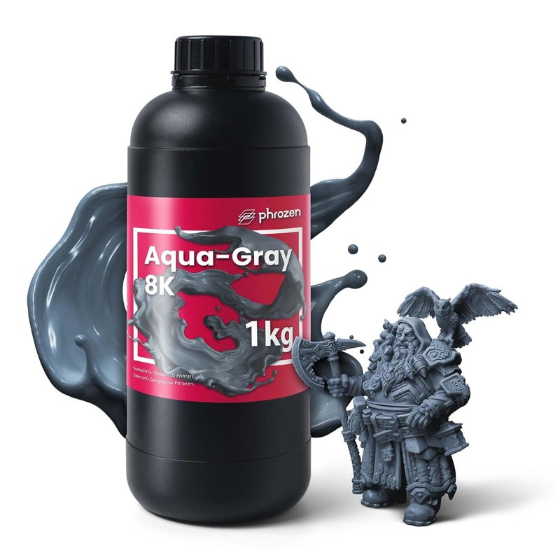 Phrozen Aqua Gray 8K 3D Printing Resin, Designed to Showcase Highly Detailed 3D Models & Works Best with 8K 3D LCD Printers (1KG) - Image 1